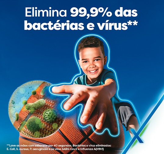 Sabonete Protex elimina 99,9% das bactérias e vírus, incluindo E. Coli, S. aureus, P. aeruginosa, SARS-CoV-2 e Influenza