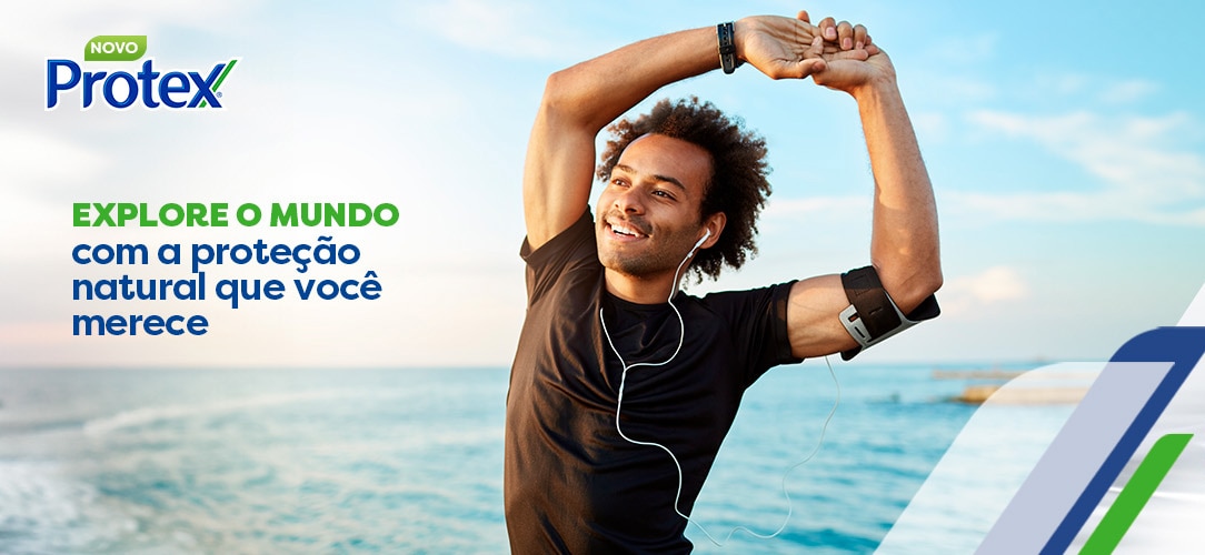 Homem se exercitando ao ar livre seguro com proteção de protex men