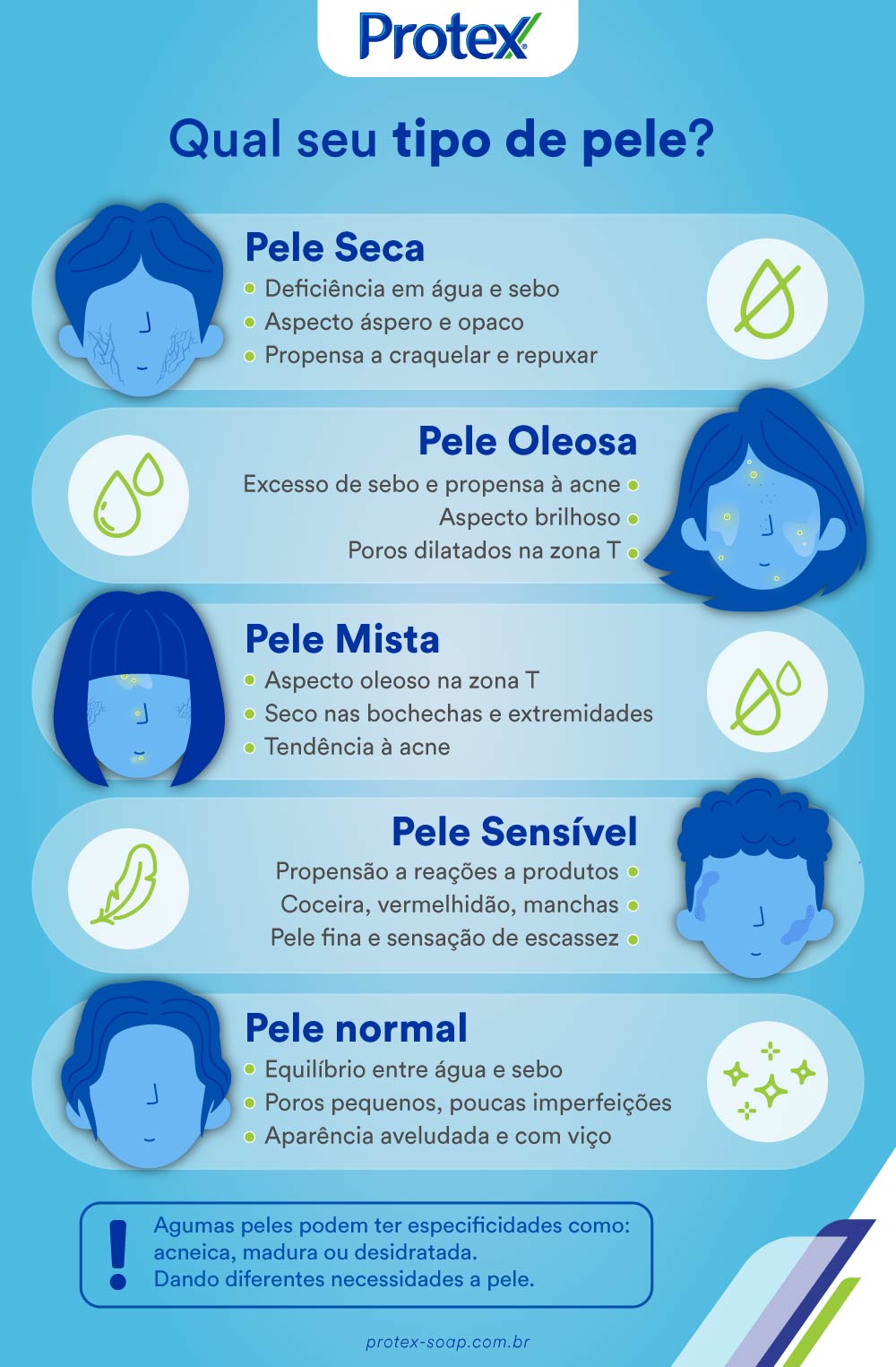 infográfico sobre os tipos de pele