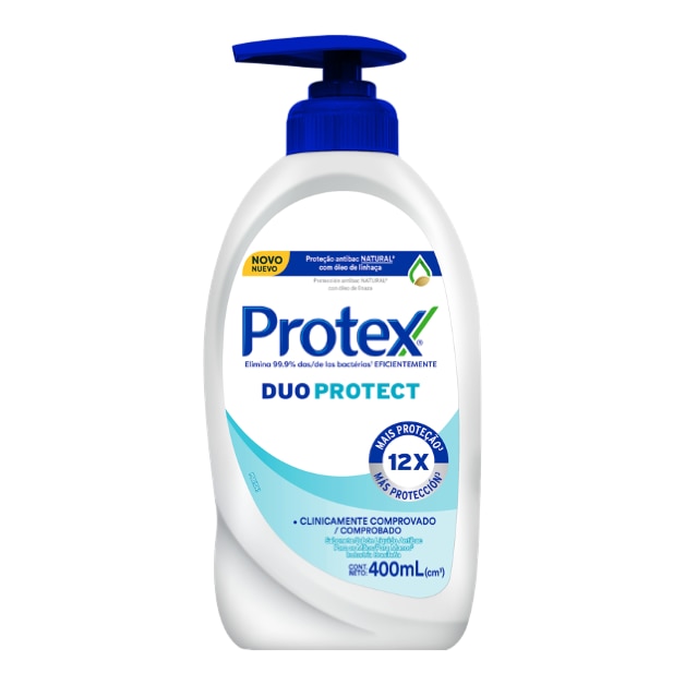Sabonete líquido antibacteriano para as mãos Protex Duo Protect com óleo de linhaça 400 ml