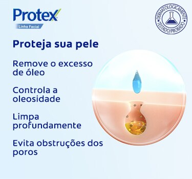 Protex Linha Facial. Protege contra as bactérias que podem causar cravos e espinhas Protex Linha Facial. Protege contra as bactérias que podem causar cravos e espinhas