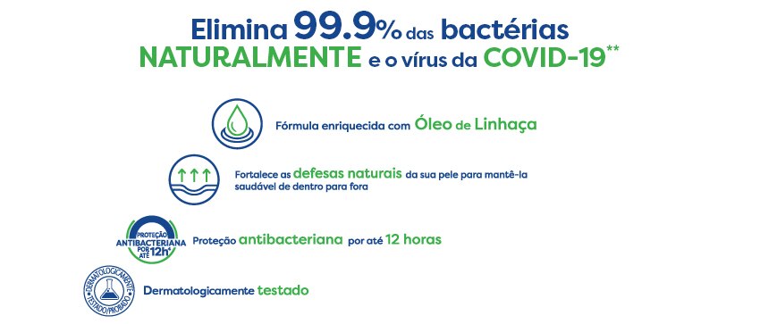 Protex elimina 99,9 da bactérias naturalmente Protex elimina 99,9 da bactérias naturalmente