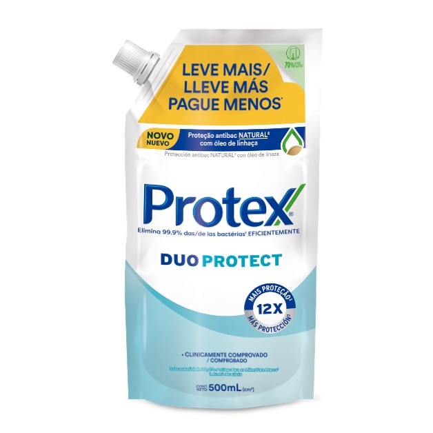 Sabonete líquido antibacteriano para as mãos Protex Duo Protect 500 ml Refil