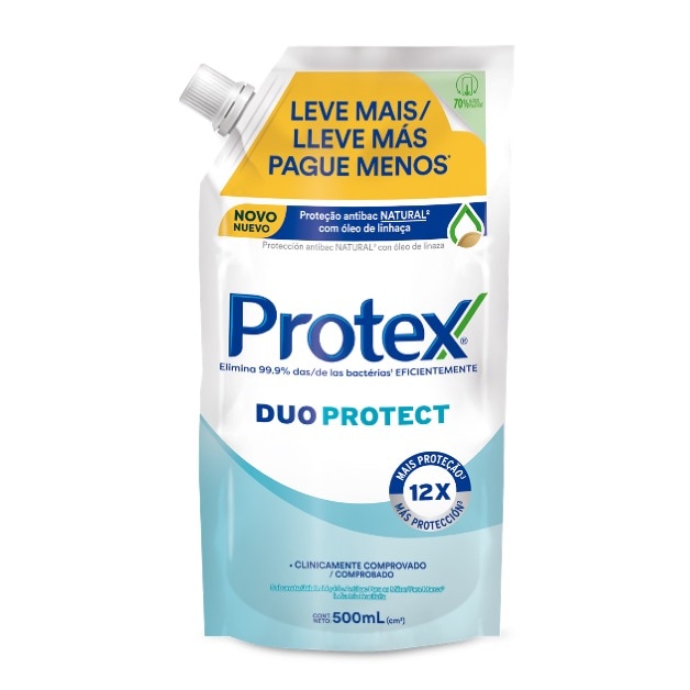 Sabonete líquido antibacteriano para as mãos Protex Duo Protect 500 ml Refil Sabonete líquido antibacteriano para as mãos Protex Duo Protect 500 ml Refil