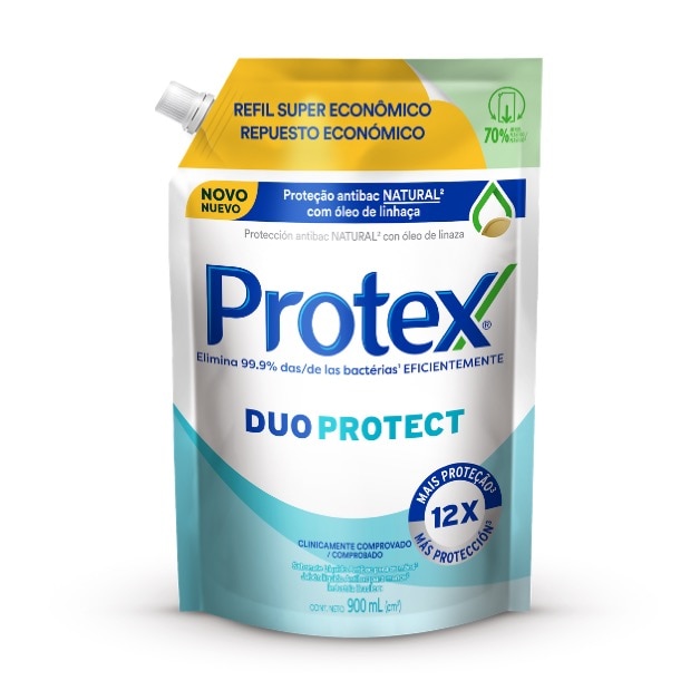 Sabonete líquido antibacteriano para as mãos Protex Duo Protect 900 ml Refil
